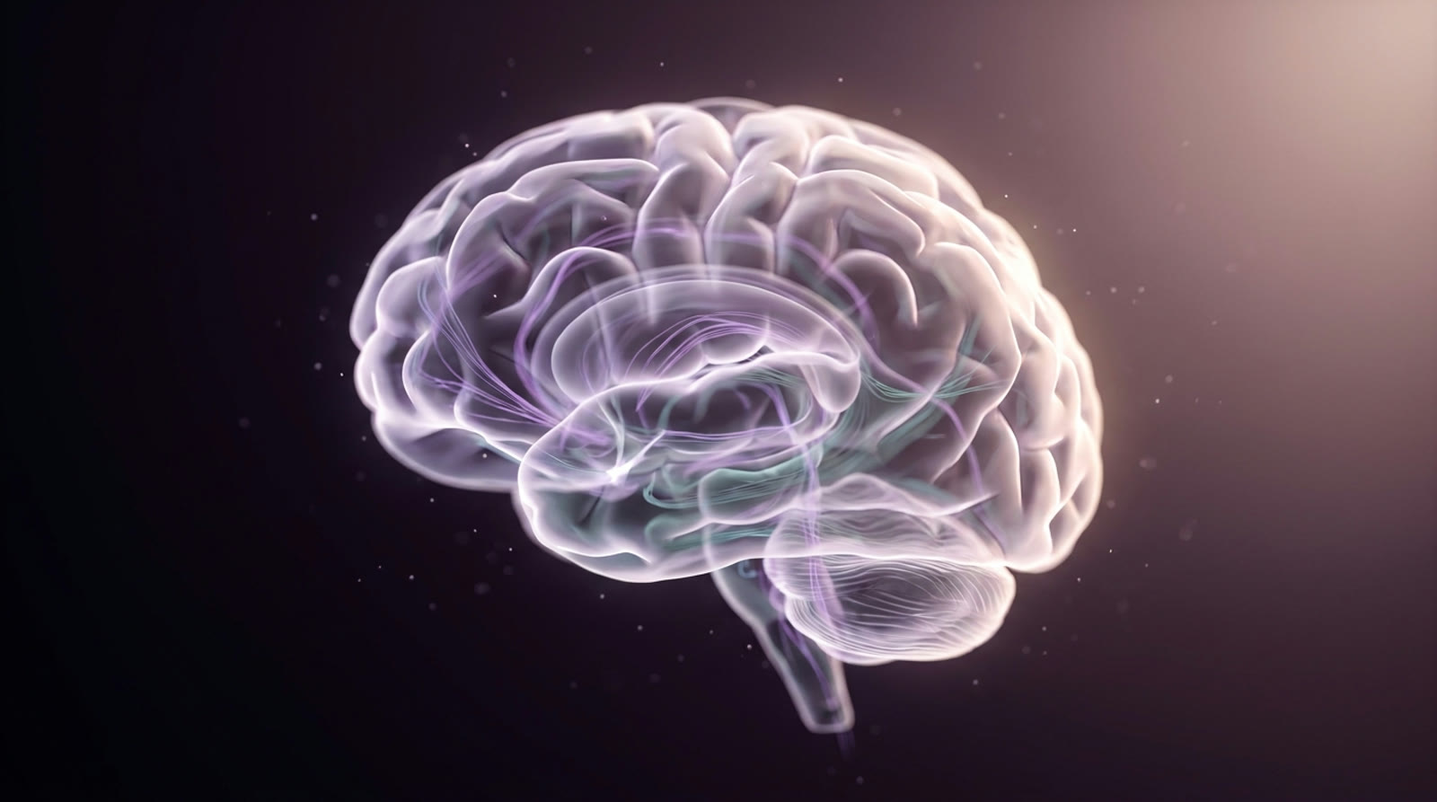 A calm, glowing brain